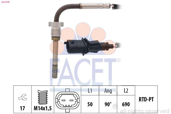 FACET 22.0169: Sensor, temperatura dos gases de escape Made in Italy - OE Equivalent