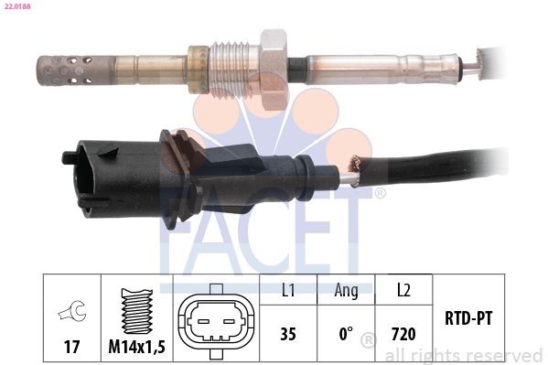 FACET 22.0188: Sensor, temp. gas escape Made in Italy - OE Equivalent