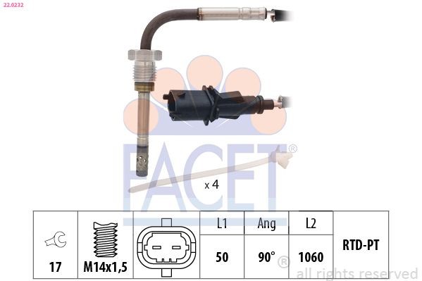 FACET 22.0232: Senzor, temperatura gaze evacuare Made in Italy - OE Equivalent