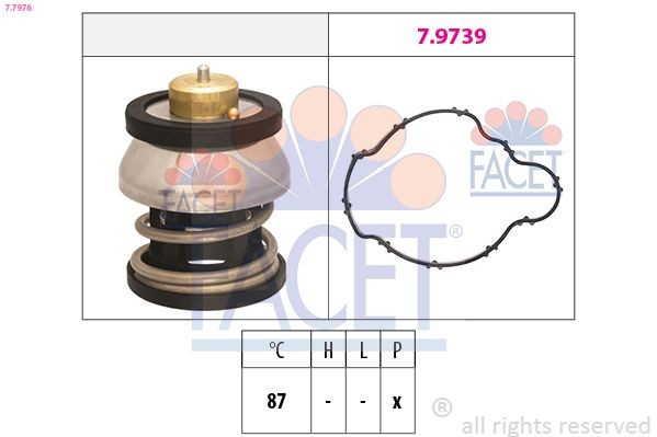 FACET 7.7976: Termostat, lichid racire Made in Italy - OE Equivalent 87°C