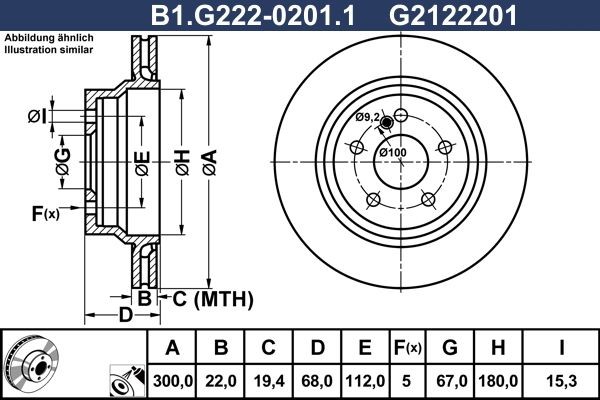 GALFER B1.G222-0201.1: Piduriketas Ø: 300,0mm, õhutusega, Ø: 300,0mm, kaetud