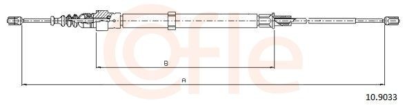 COFLE 92.10.9033: Cablu, frana de parcare 1640/1043mm, 1640/1043mm, 1640mm
