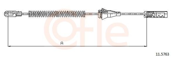 COFLE 92.11.5763: Cablu, frana de parcare dreapta, 220mm