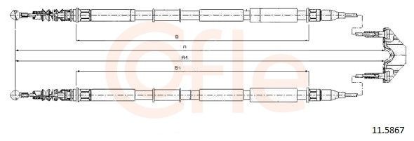 COFLE 92.11.5867: Cablu, frana de parcare 1749mm, 1749mm