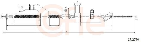 COFLE 92.17.2740: Cablu, frana de parcare 1744mm, 1744mm