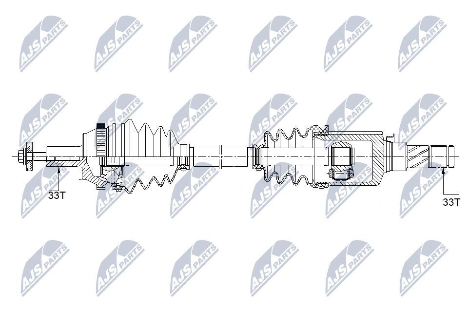 NTY NPW-ME-120: Hnací hriadeľ vlavo na zadnej naprave, 522mm