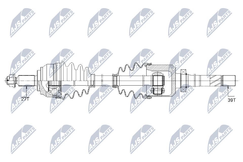 NTY NPW-RE-150: Drivaxel framaxel höger, 984mm, med lager