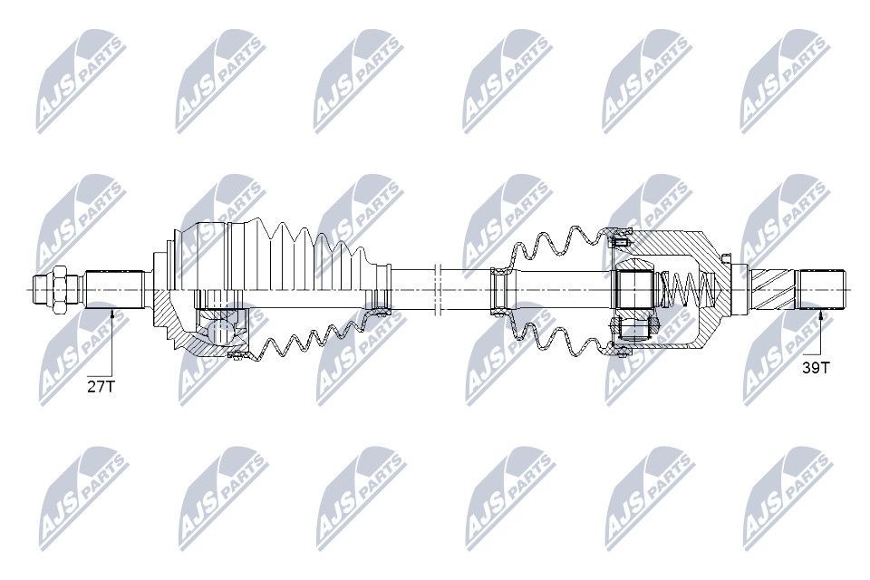 NTY NPW-RE-154: Aandrijfas Vooras links, 675mm