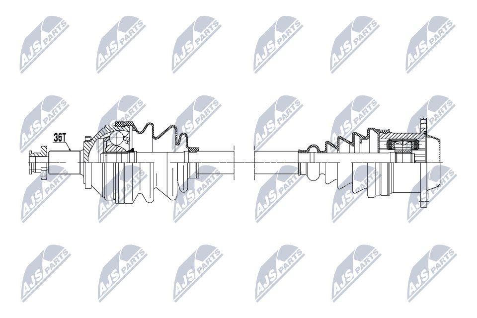 NTY NPW-VW-147: Arbre de transmission Essieu avant droit, 758mm