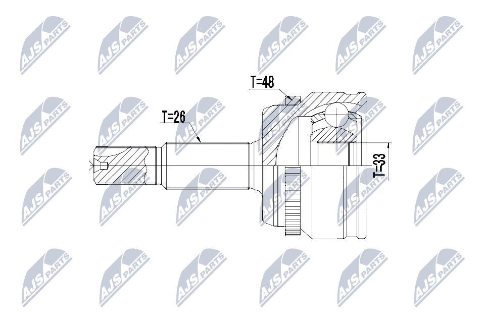 NTY NPZ-TY-103: Kit giunti semiasse lato ruota, Assale anteriore, con anello sensore ABS