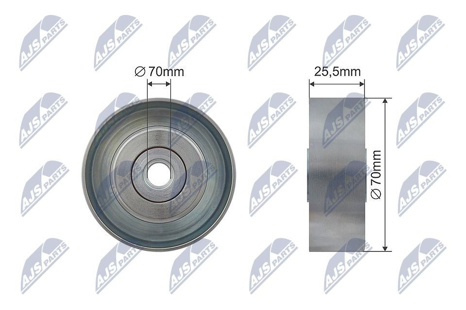 NTY RNK-CH-013: Įtempiklio skriemulys, V formos rumbuotas diržas Ø: 70mm, Ø: 70mm