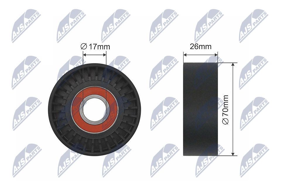 NTY RNK-DW-000: Įtempiklio skriemulys, V formos rumbuotas diržas Ø: 70mm