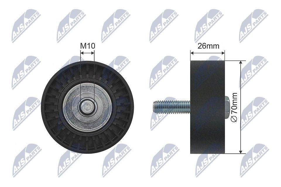 NTY RNK-FT-006: Seade- / juhtrull, soonrihm Ø: 70mm, Ø: 70mm