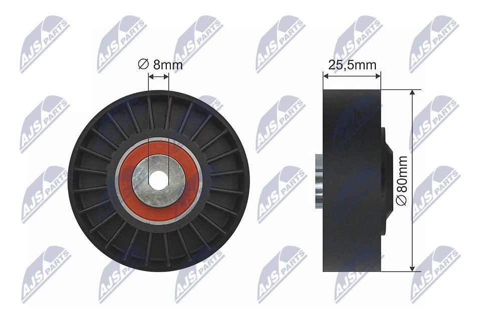 NTY RNK-ME-003: Kreipiantysis skriemulys, V formos rumbuotas diržas Ø: 80mm, Ø: 80mm