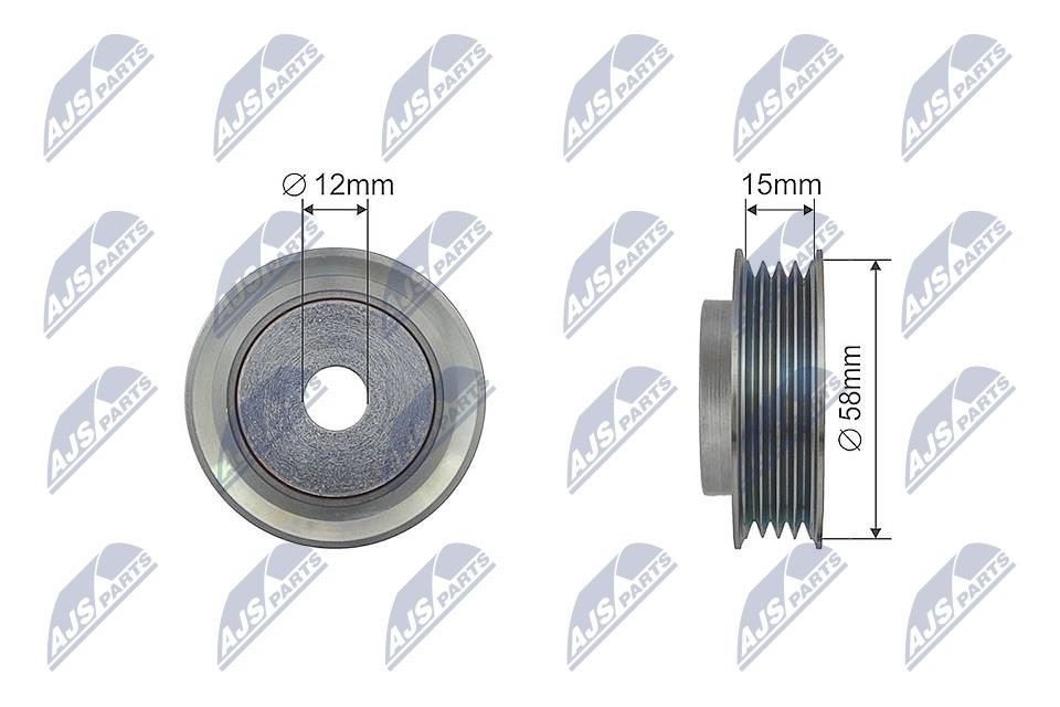 NTY RNK-SU-009: Įtempiklio skriemulys, V formos rumbuotas diržas Ø: 58mm