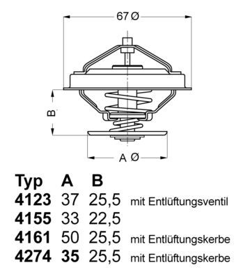 WAHLER 4155.87D: Termostaat, Jahutusvedelik 87°C, koos tihendiga