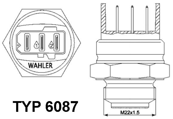 WAHLER 6087.87D: Interrupteur de température, ventilateur de radiateur avec joint d'étanchéite