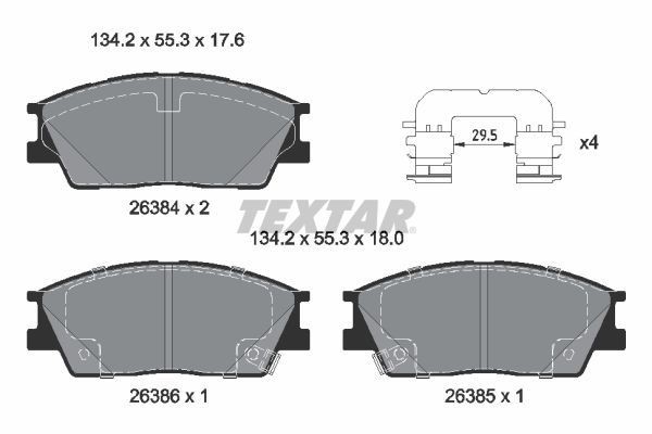 TEXTAR 2638401: Plăcuțe de frână Q+ cu acceasorii