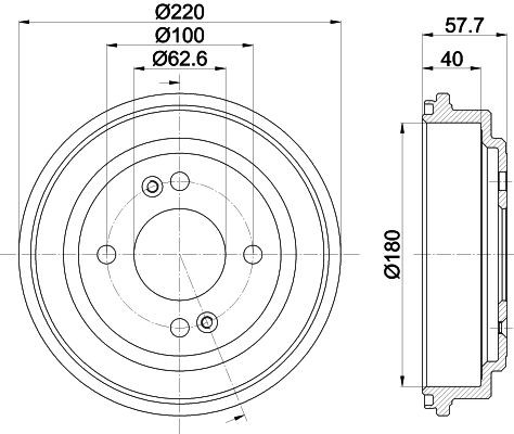 MINTEX MBD421: Piduritrummel 220mm, ilma rattakeskmeta, ilma rattalaagrita, ilma rattakinnituspoltideta