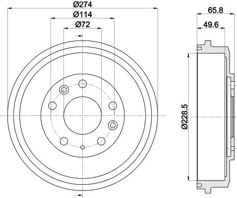 MINTEX MBD424: Piduritrummel 274mm, ilma rattakeskmeta, ilma rattalaagrita, ilma rattakinnituspoltideta