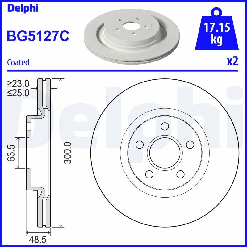 DELPHI BG5127C: Piduriketas Ø: 300mm, õhutusega, Ø: 300mm, kaetud