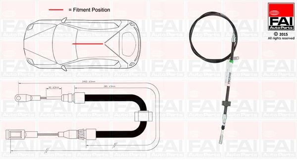 FAI AutoParts FBC0165: Cablu, frana de parcare 2460mm