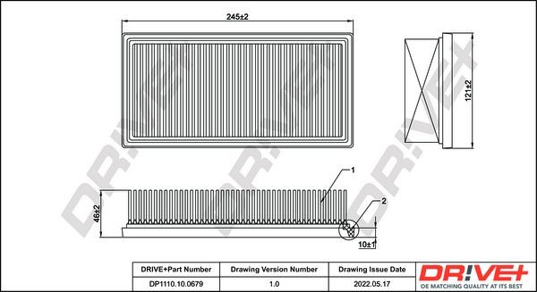 Dr!ve+ DP1110.10.0679: Gaisa filtrs
