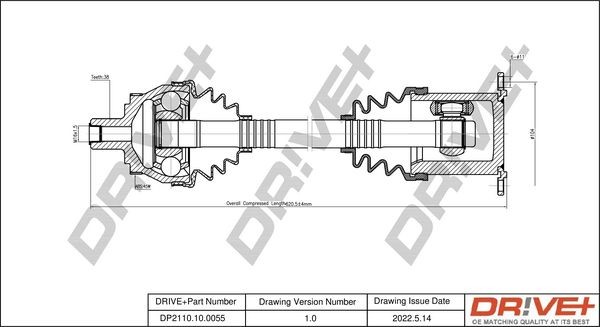 Dr!ve+ DP2110.10.0055: Drivaxel 620mm