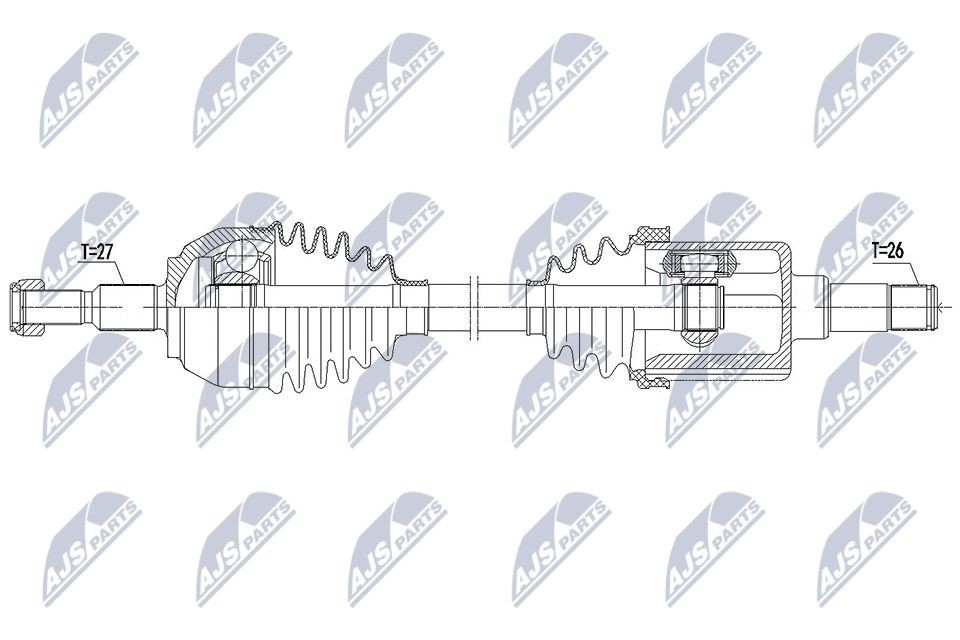 NTY NPW-FR-117: Árbol de transmisión Eje delantero, izquierda, 657mm