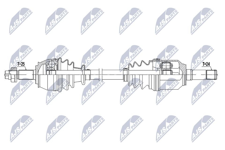 NTY NPW-FT-047: Arbre de transmission Essieu avant gauche, 570mm