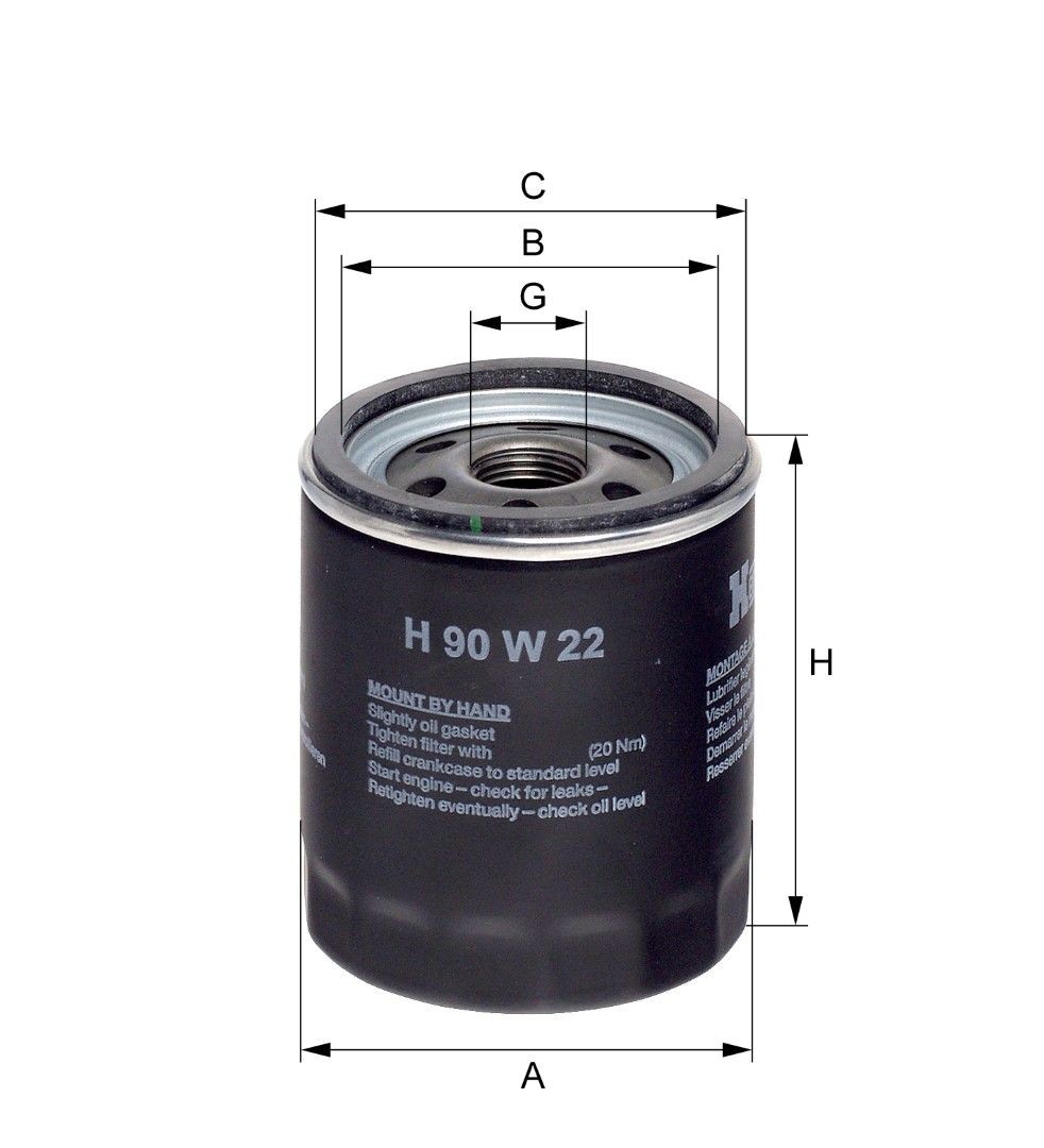 HENGST FILTER H90W22: Öljynsuodatin