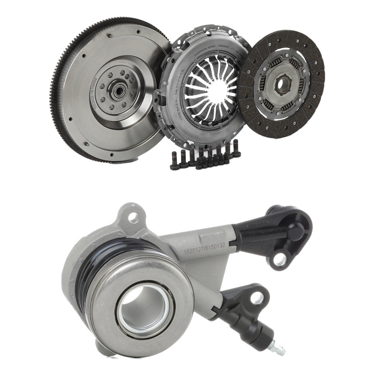 RIDEX 479C3649: Kit ambreiaj cu volant cu masă simplă, cu rulment de presiune, cu set suruburi, cu set suruburi de siguranta, fara senzor