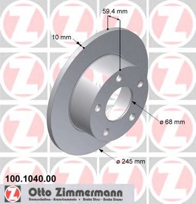 ZIMMERMANN 100.1040.00: Disc de frână Ř: 245mm, plin, Ř: 245mm