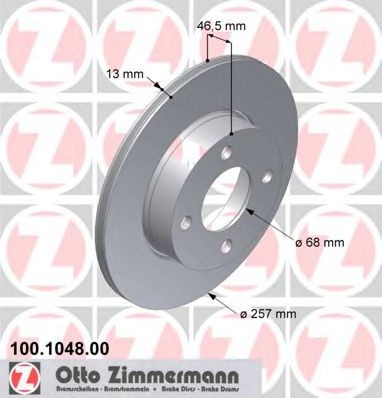 ZIMMERMANN 100.1048.00: Piduriketas Ø: 257mm, täis, Ø: 257mm