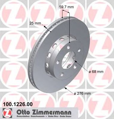 ZIMMERMANN 100.1226.00: Disc de frână Ř: 276mm, ventilat exterior, Ř: 276mm