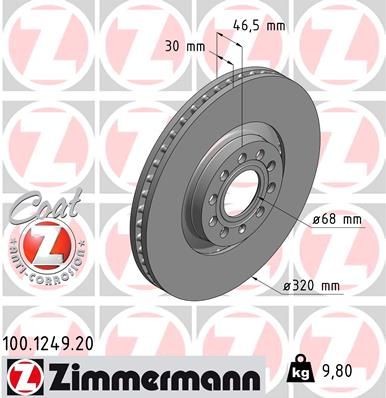 ZIMMERMANN 100.1249.20: Piduriketas Ø: 320mm, välisõhutus, Ø: 320mm, kaetud COAT Z