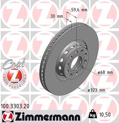 ZIMMERMANN 100.3303.20: Piduriketas Ø: 323mm, välisõhutus, Ø: 323mm, kaetud COAT Z