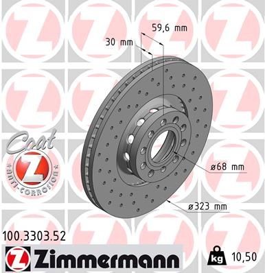 ZIMMERMANN 100.3303.52: Piduriketas Ø: 323mm, välisõhutus, perforeeritud, Ø: 323mm, kaetud SPORT COAT Z