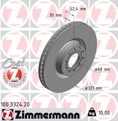 ZIMMERMANN 100.3324.20: Piduriketas Ø: 321mm, sisemine õhutus, Ø: 321mm, kaetud COAT Z