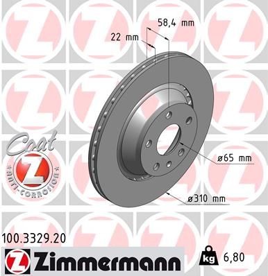 ZIMMERMANN 100.3329.20: Piduriketas Ø: 310mm, välisõhutus, Ø: 310mm, kaetud COAT Z
