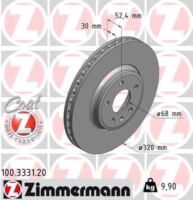 ZIMMERMANN 100.3331.20: Piduriketas Ø: 320mm, sisemine õhutus, Ø: 320mm, kaetud COAT Z
