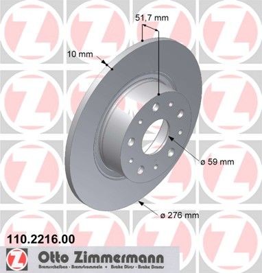ZIMMERMANN 110.2216.00: Piduriketas Ø: 276mm, täis, Ø: 276mm