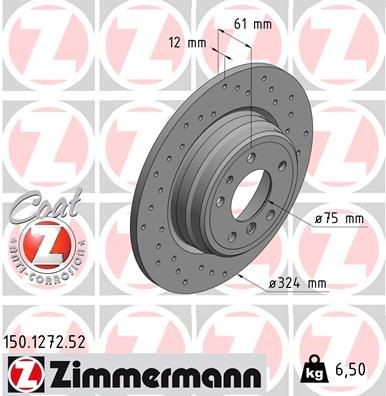 ZIMMERMANN 150.1272.52: Piduriketas Ø: 324mm, täis, perforeeritud, Ø: 324mm, kaetud SPORT COAT Z