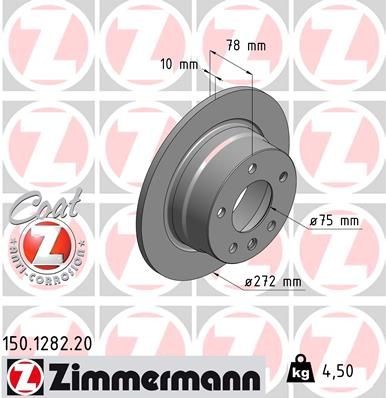ZIMMERMANN 150.1282.20: Piduriketas Ø: 272mm, täis, Ø: 272mm, kaetud COAT Z