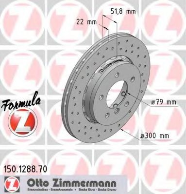 ZIMMERMANN 150.1288.70: Piduriketas Ø: 300mm, õhutusega, perforeeritud, Ø: 300mm
