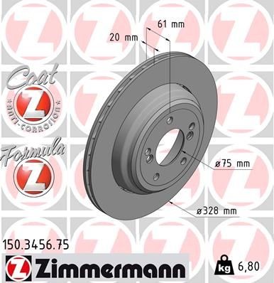 ZIMMERMANN 150.3456.75: Piduriketas Ø: 328mm, õhutusega, kaheosaline piduriketas, ujuv piduriketas, Alumiiniumist pidurikettakamber, Ø: 328mm, kaetud FORMULA Z COAT Z