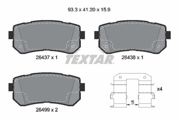TEXTAR 2643701: Plăcuțe de frână Q+ cu acceasorii
