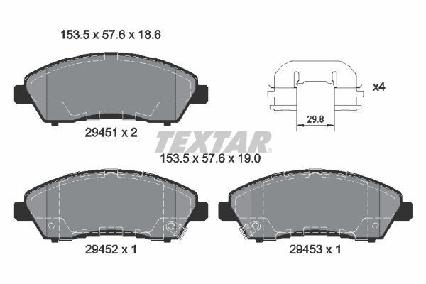 TEXTAR 2945101: Plaquettes de frein avec accessoires