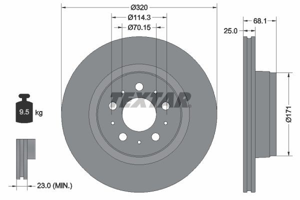 TEXTAR 92333005: Disc de frână PRO+ Ř: 320mm, ventilat interior, Ř: 320mm, acoperit (cu un strat protector), fara butuc roata, fara rulment roata, fara suruburi de fixare roata