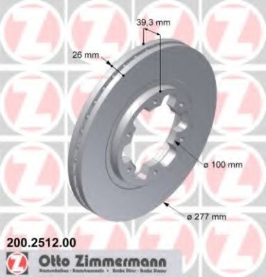 ZIMMERMANN 200.2512.00: Piduriketas Ø: 277mm, sisemine õhutus, Ø: 277mm